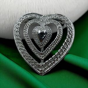 Gerry's Silver Tone Triple Heart Brooch/Pendant